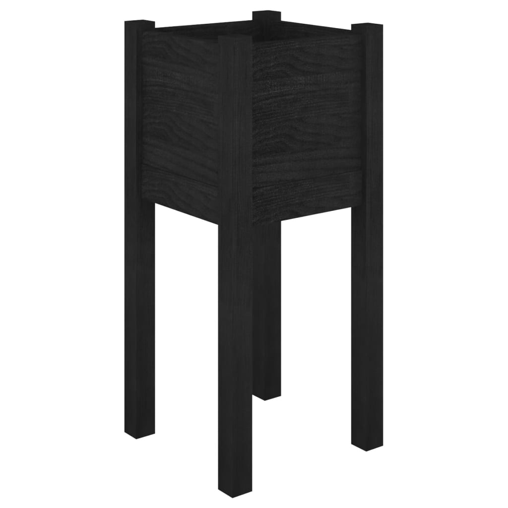 Vidaxl plantenbak 31x31x70 cm massief groenenhout zwart