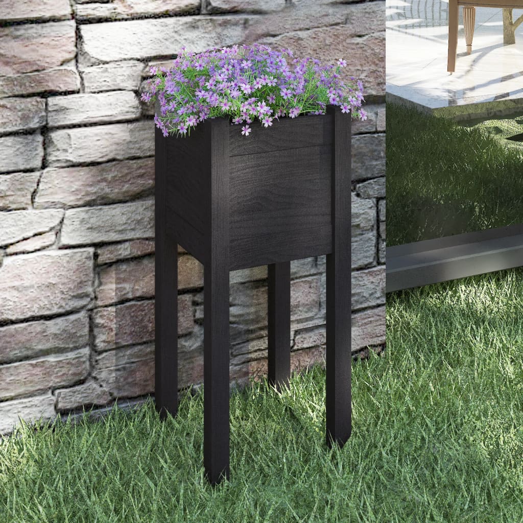 Vidaxl plantenbak 31x31x70 cm massief groenenhout zwart