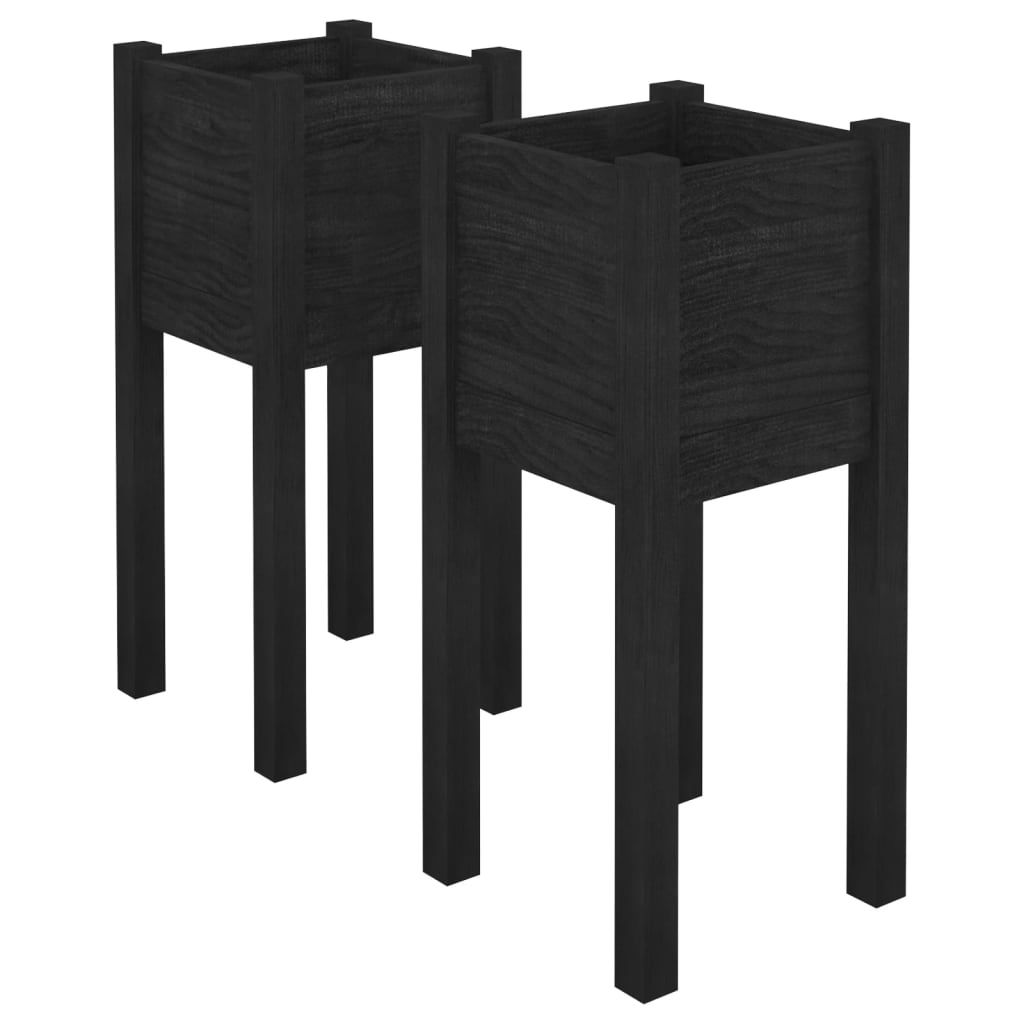 Vidaxl plantenbakken 2 st 31x31x70 cm massief groenenhout zwart