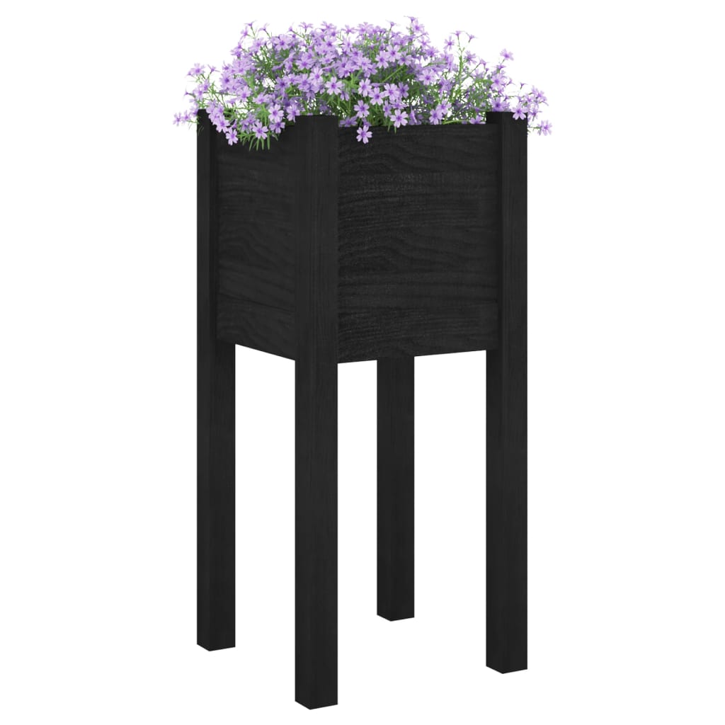 Vidaxl plantenbakken 2 st 31x31x70 cm massief groenenhout zwart