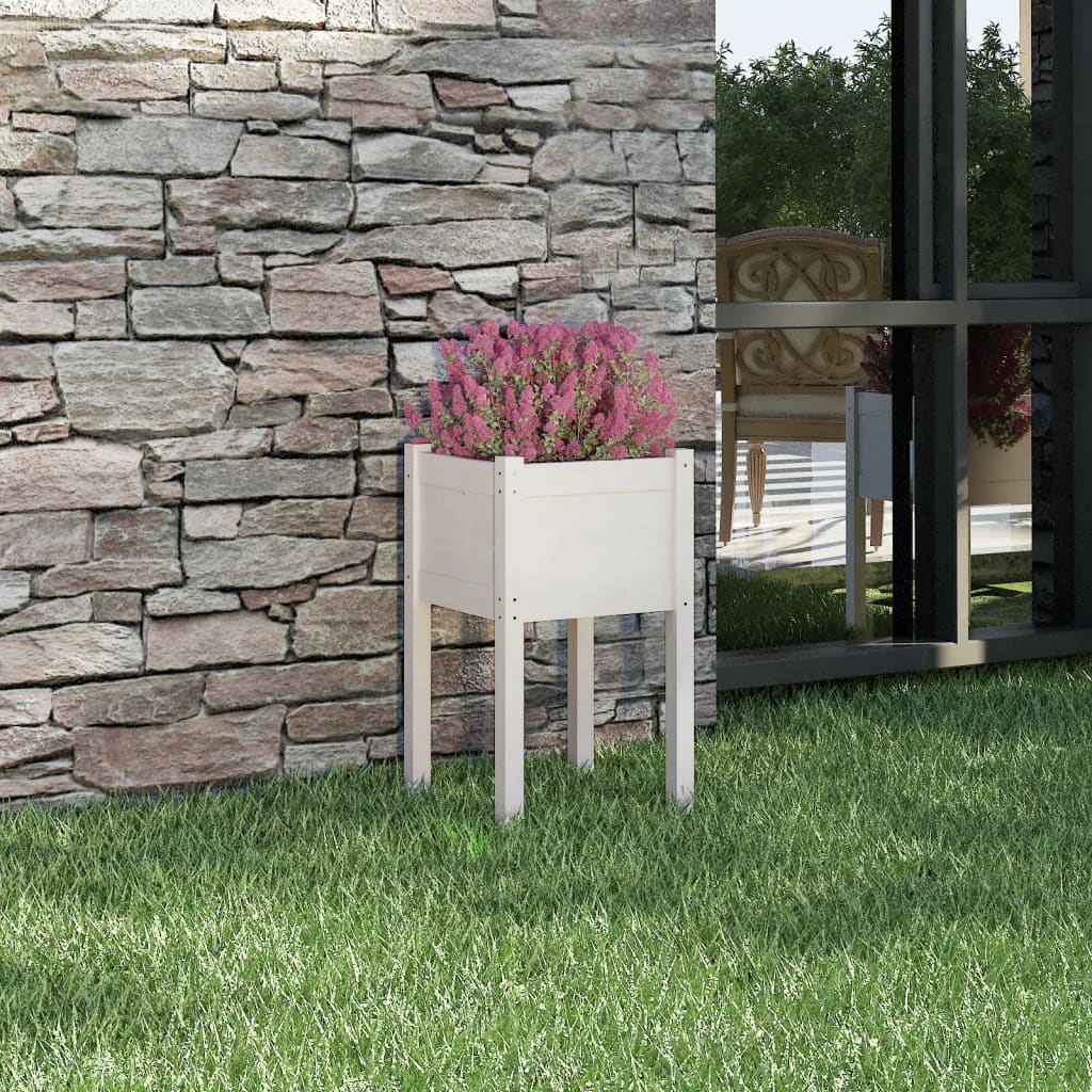Vidaxl plantenbak 40x40x70 cm massief groenhout wit