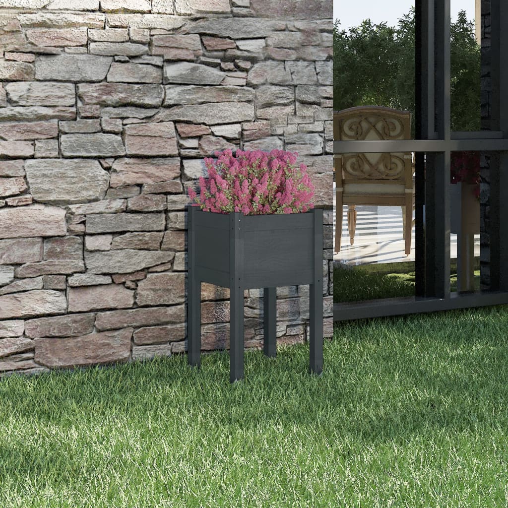 Vidaxl plantenbak 40x40x70 cm massief groenenhout grijs