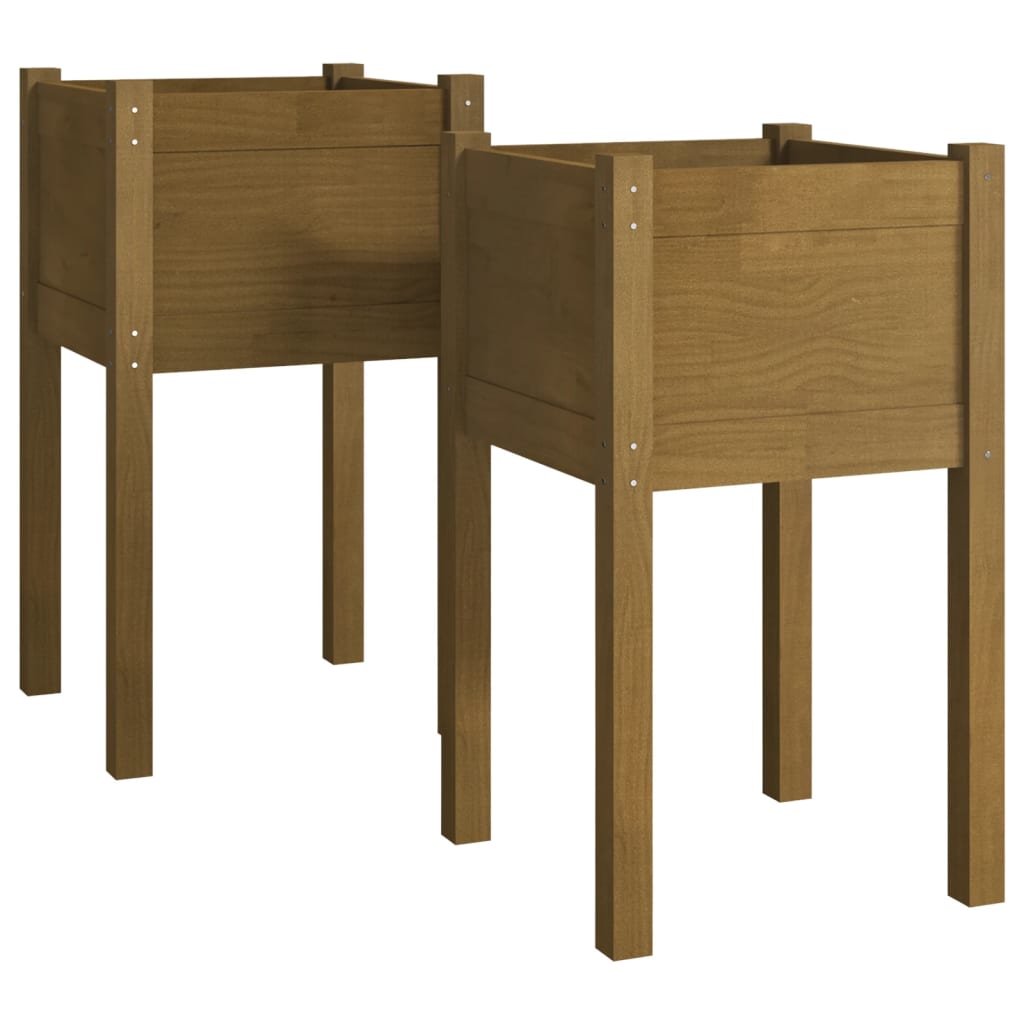 Vidaxl plantenbakken 2 st 40x40x70 cm massief groenhout honingbruin