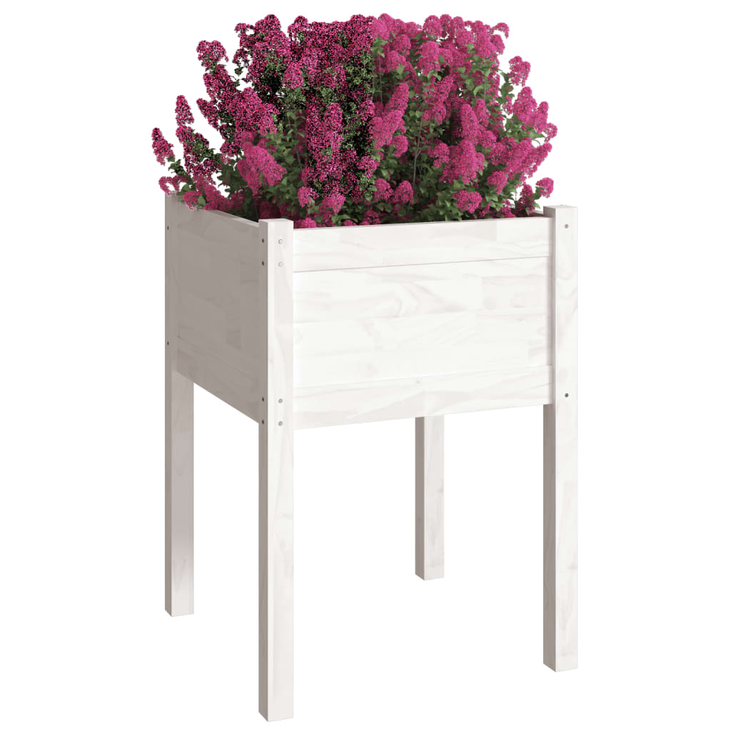 Vidaxl plantenbakken 2 st 50x50x70 cm massief groenhout wit