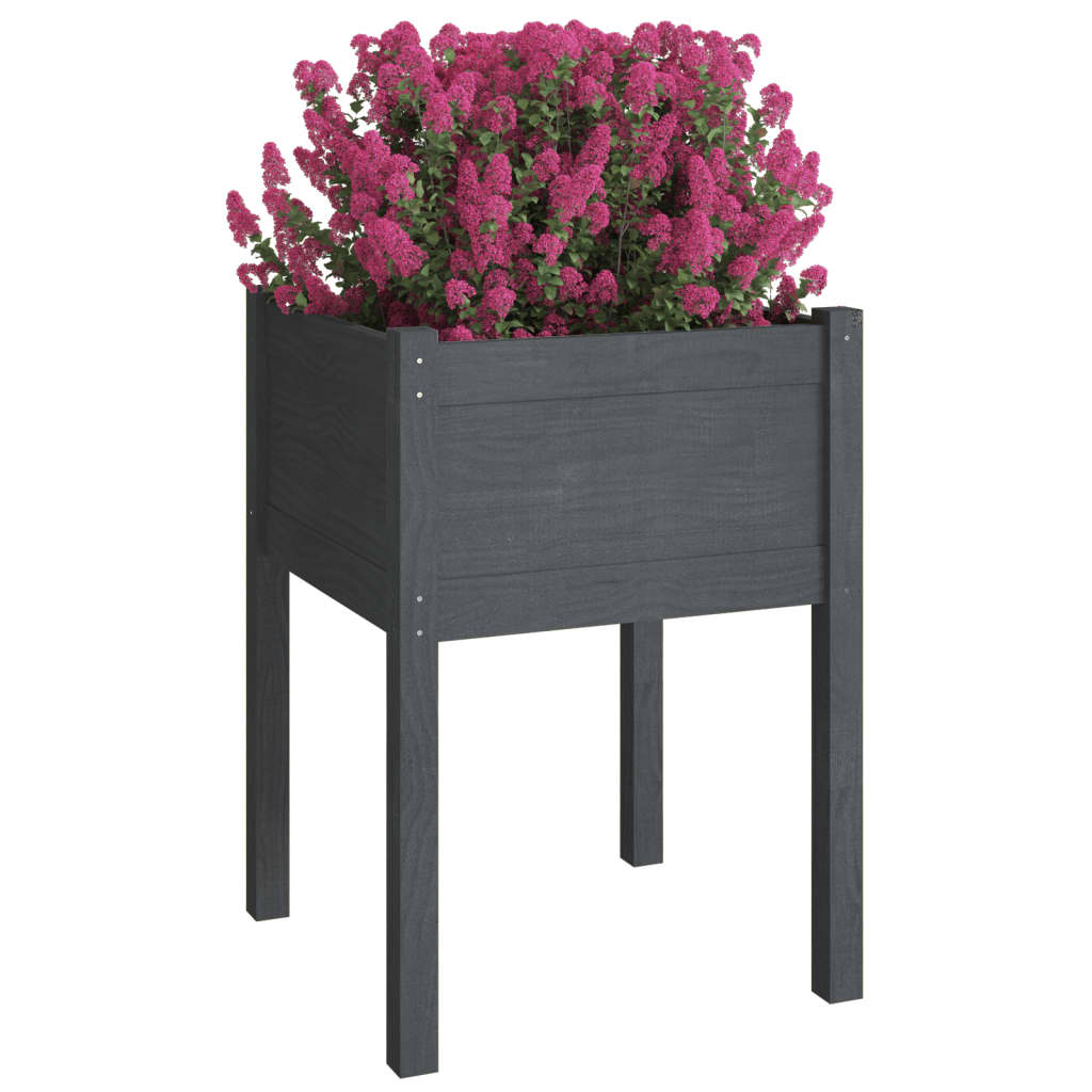 Vidaxl plantenbak 50x50x70 cm massief groenenhout grijs