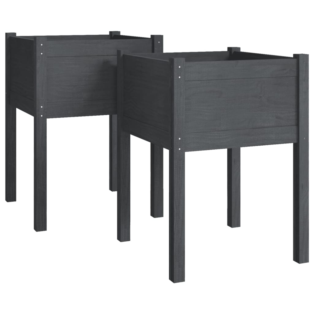 Vidaxl plantenbakken 2 st 50x50x70 cm massief groenenhout grijs