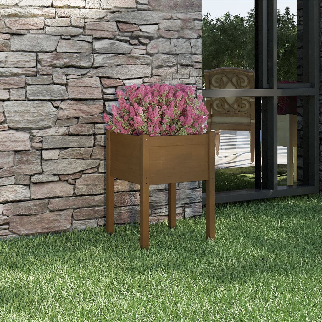 Vidaxl plantenbak 50x50x70 cm massief groenhout honingbruin