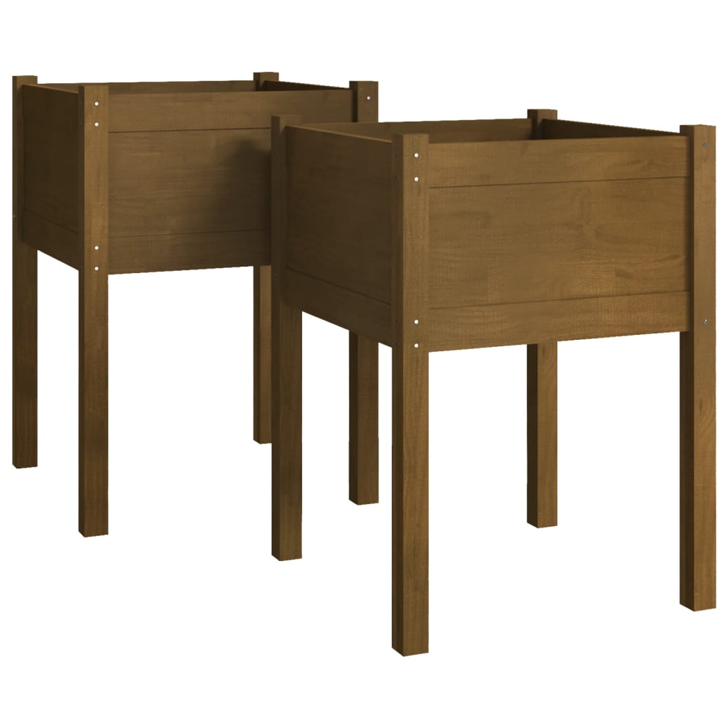 Vidaxl plantenbaken 2 st 50x50x70 cm massief groenhout honingbruin