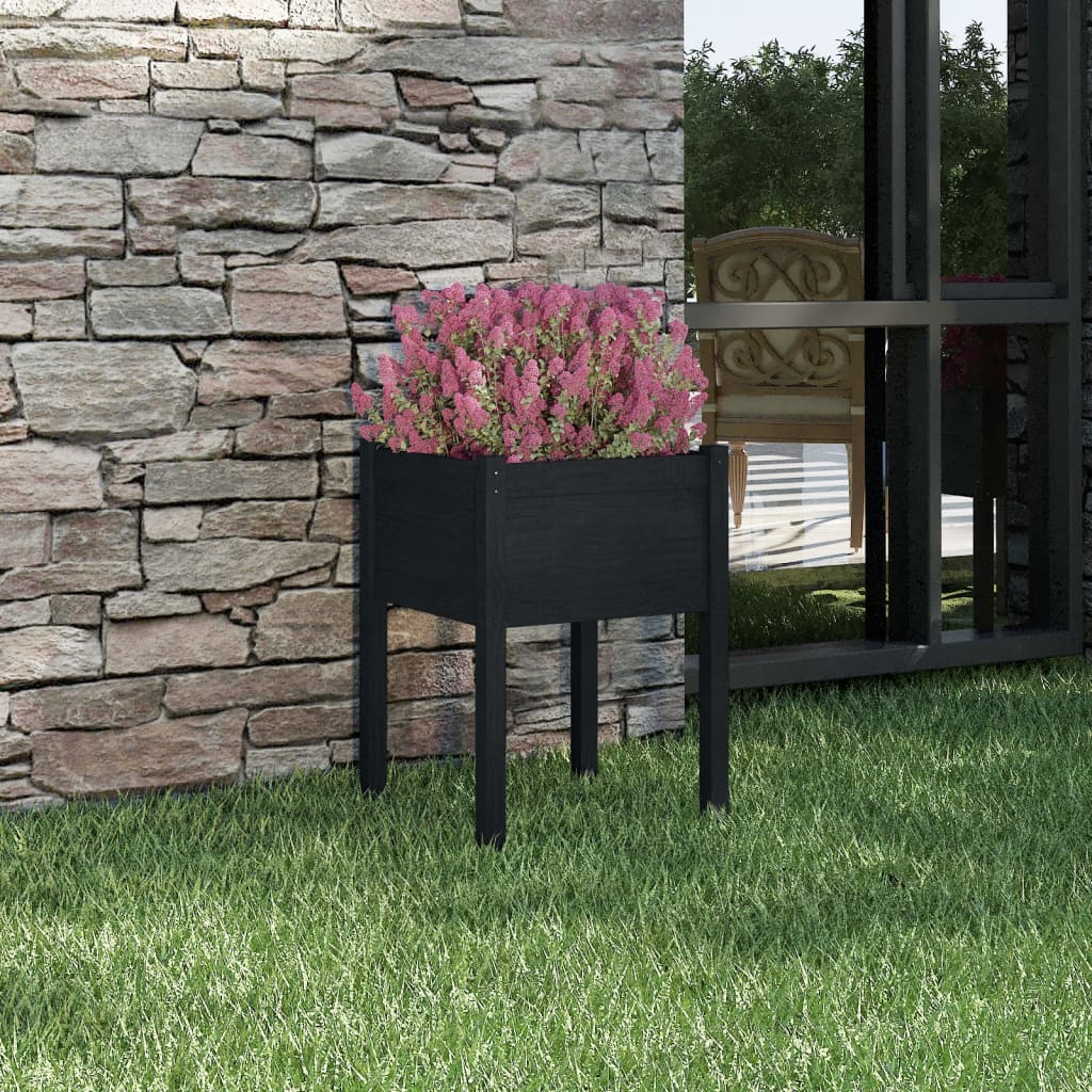 Vidaxl plantenbak 50x50x70 cm massief groenenhout zwart