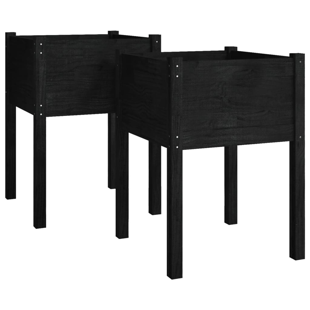 Vidaxl plantenbakken 2 st 50x50x70 cm massief groenenhout zwart