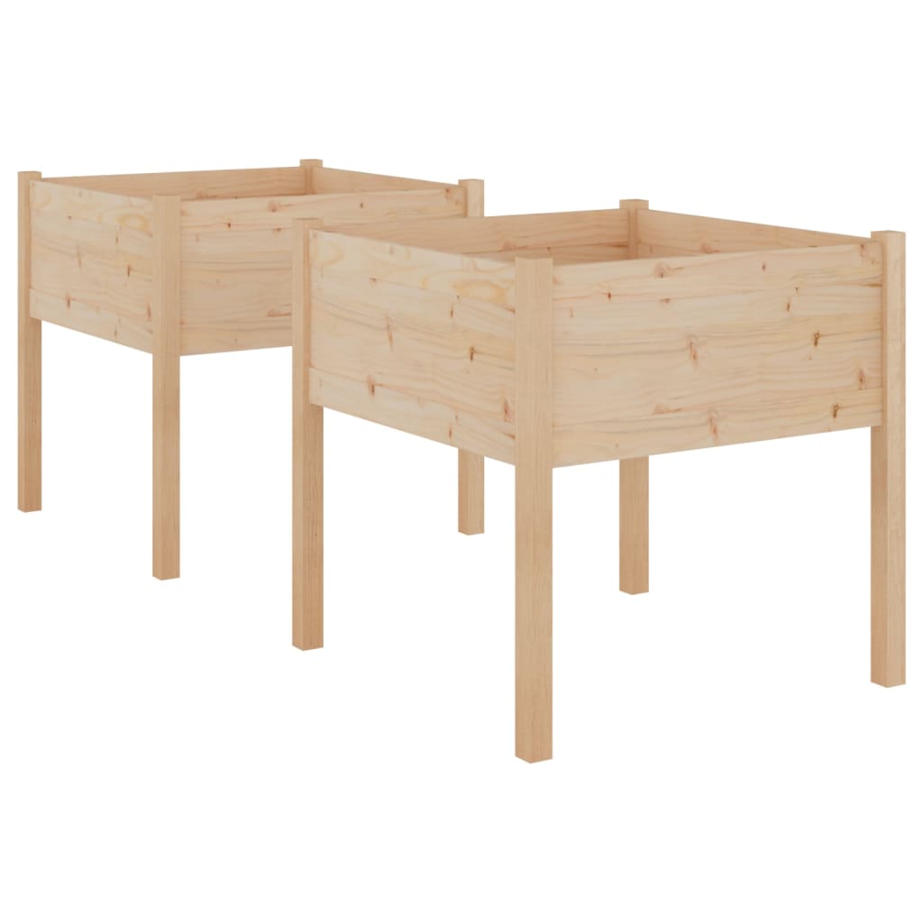 Vidaxl plantenbakken 2 st 70x70x70 cm massief groenhout