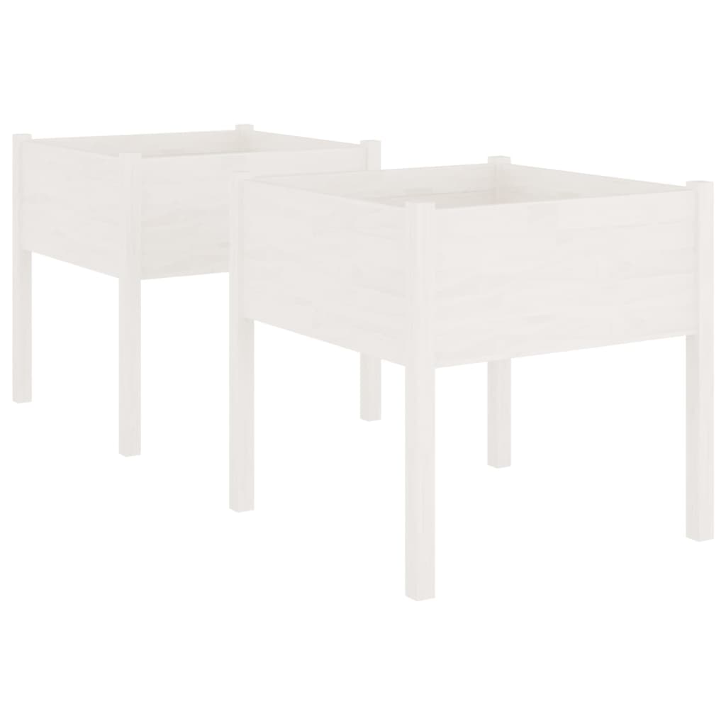 Vidaxl plantenbakken 2 st 70x70x70 cm massief groenhout wit