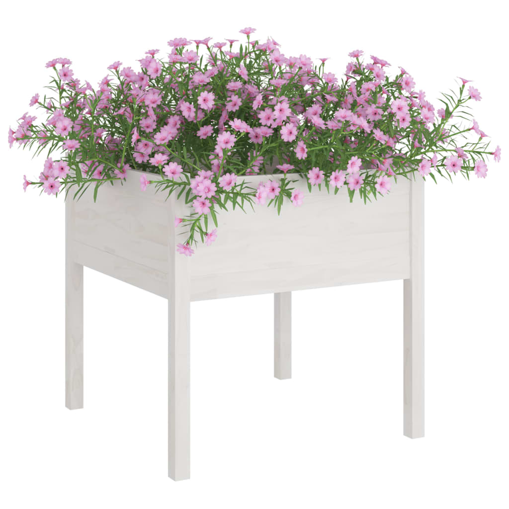 Vidaxl plantenbakken 2 st 70x70x70 cm massief groenhout wit