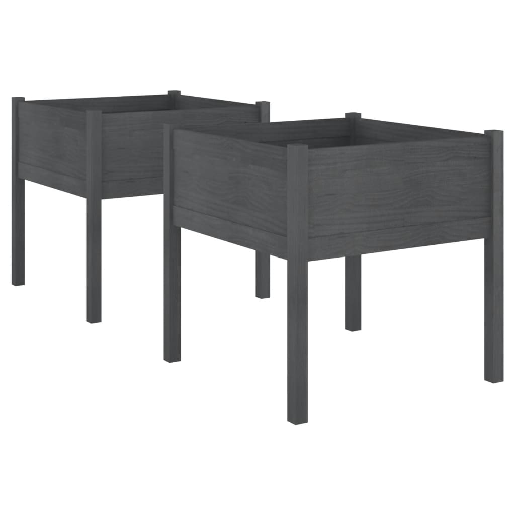 Vidaxl plantenbakken 2 st 70x70x70 cm massief groenenhout grijs