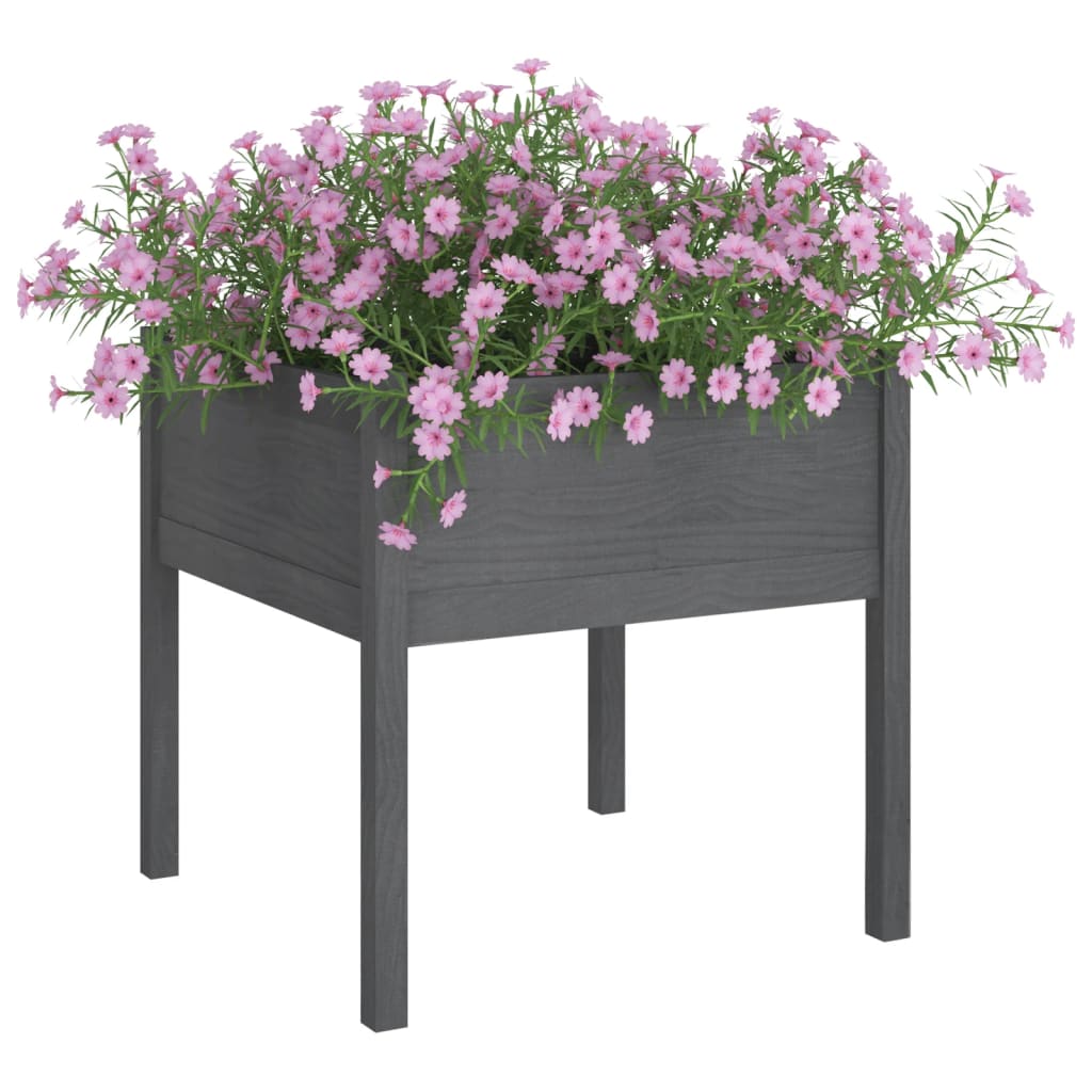 Vidaxl plantenbakken 2 st 70x70x70 cm massief groenenhout grijs