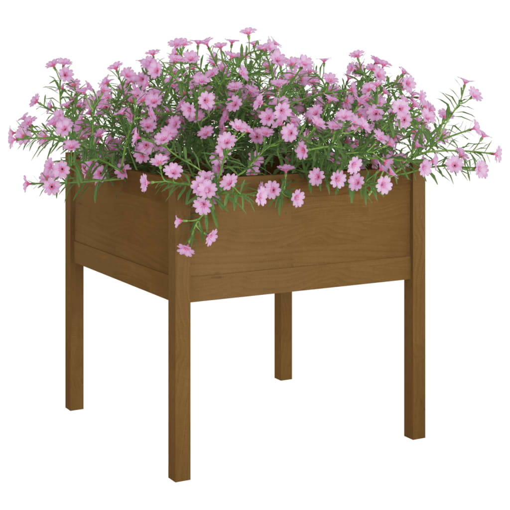 Vidaxl plantenbak 70x70x70 cm massief groenhout honingbruin