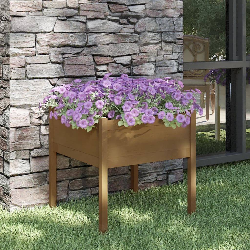 Vidaxl plantenbak 70x70x70 cm massief groenhout honingbruin