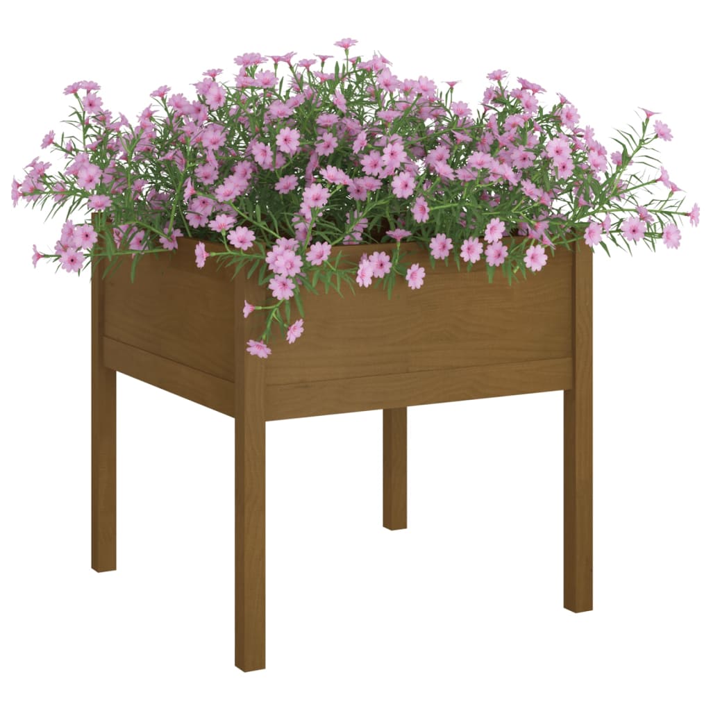 Vidaxl plantenbakken 2 st 70x70x70 cm massief groenhout honingbruin