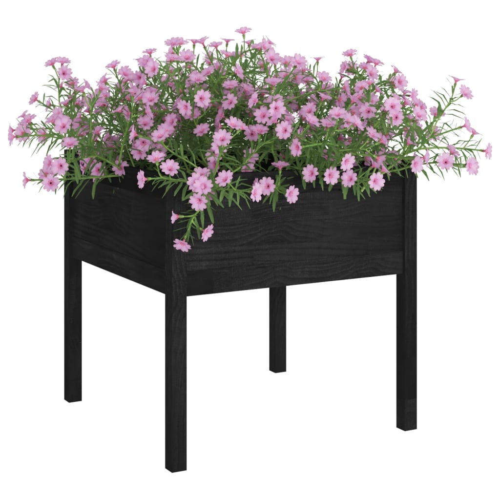 Vidaxl plantenbak 70x70x70 cm massief groenenhout zwart