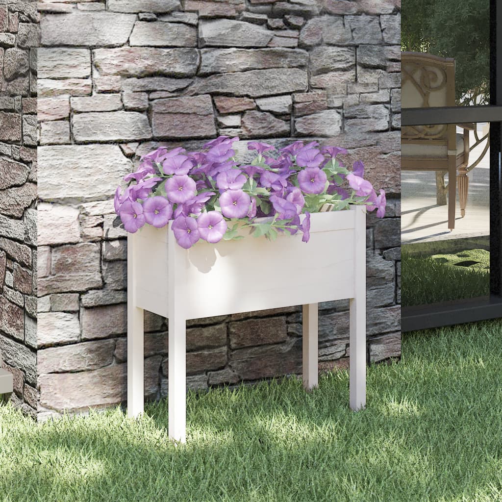 Vidaxl plantenbak 70x31x70 cm massief groenhout wit