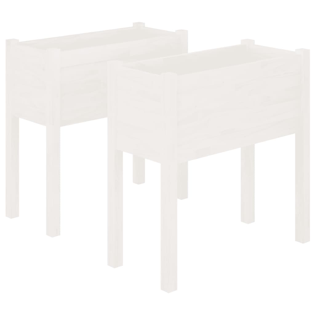 Vidaxl plantenbakken 2 st 70x31x70 cm massief groenhout wit