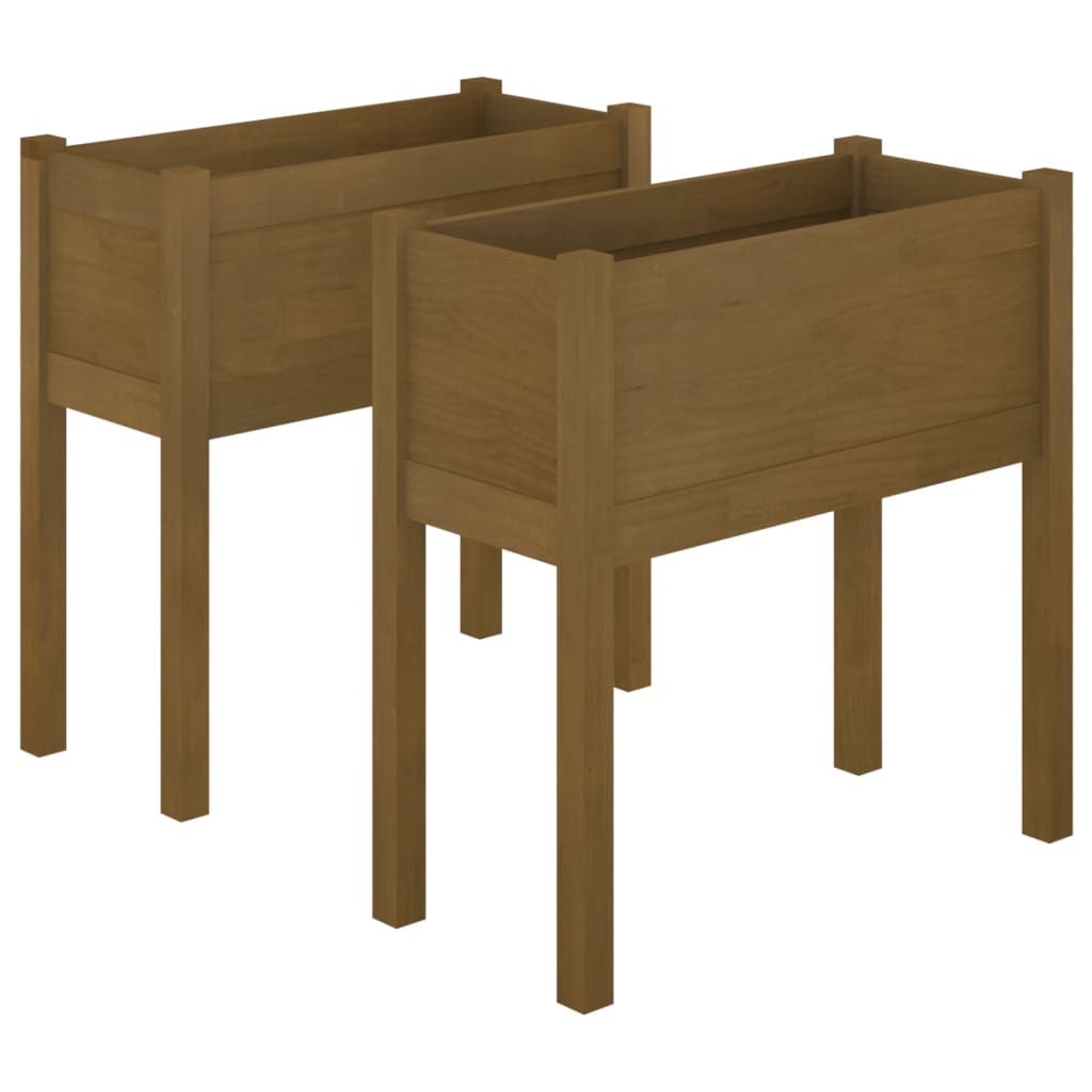 Vidaxl plantenbakken 2 st 70x31x70 cm massief groenhout honingbruin