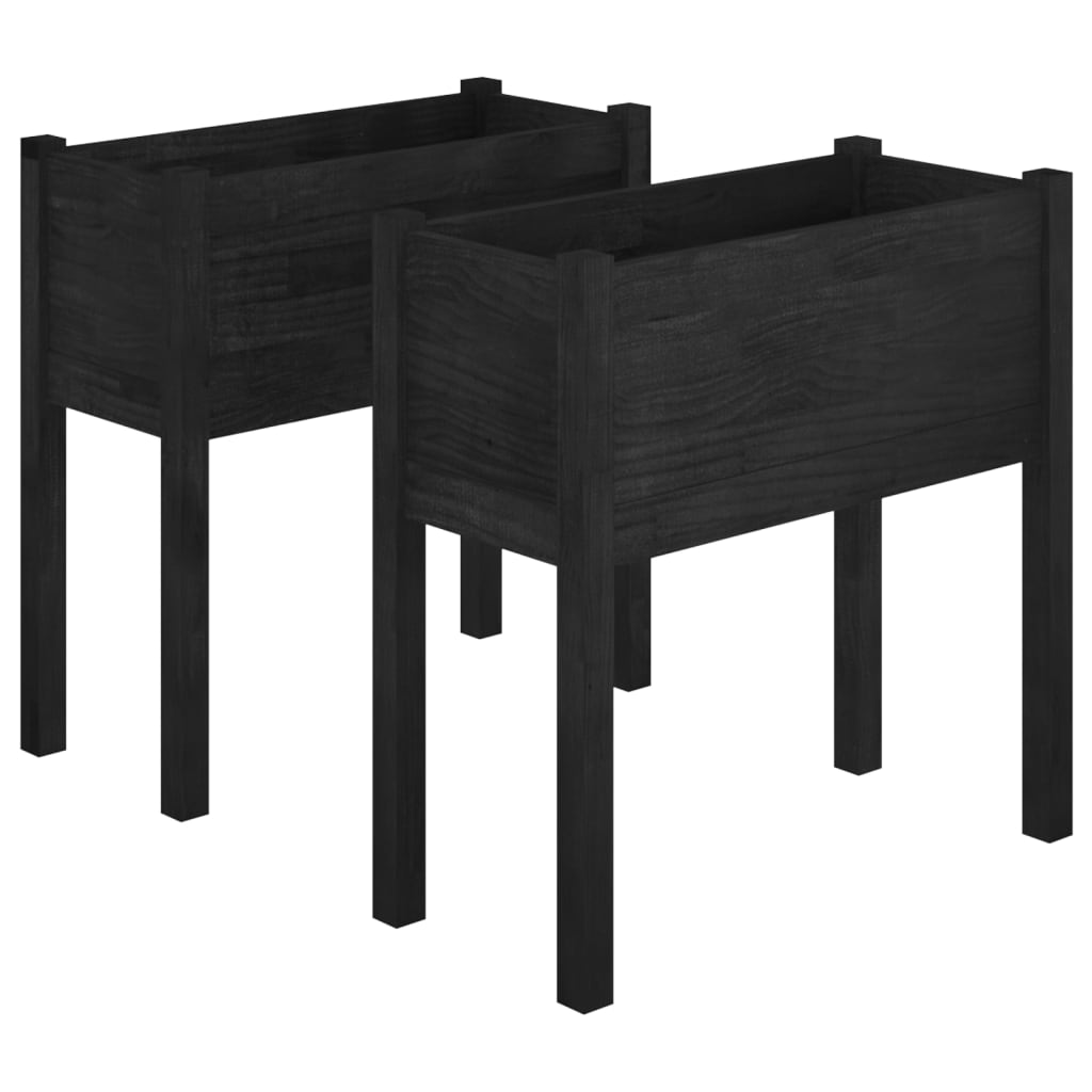 VidaXL Plantenbakken 2 st 70x31x70 cm massief groenenhout zwart