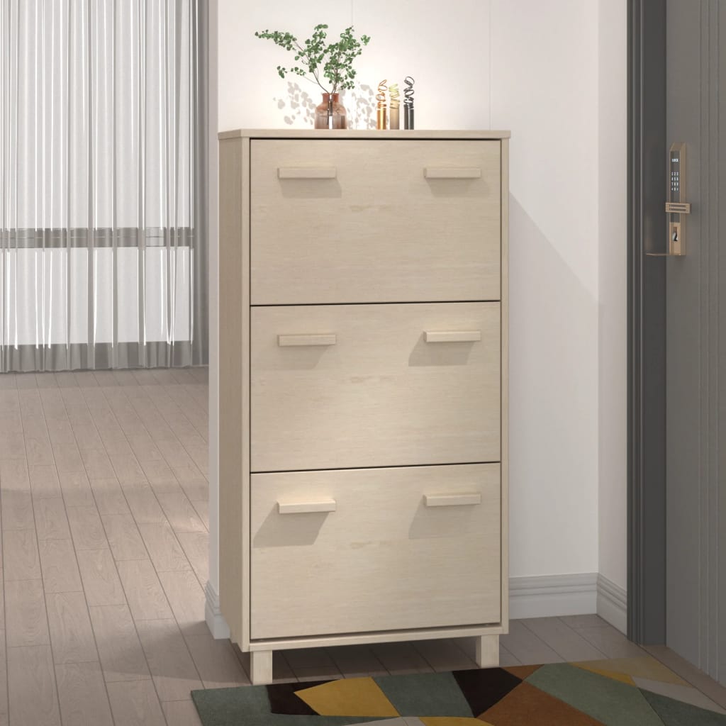 Vidaxl schoenenkast hamar 59,5x35x117 cm groenhout honingbruin
