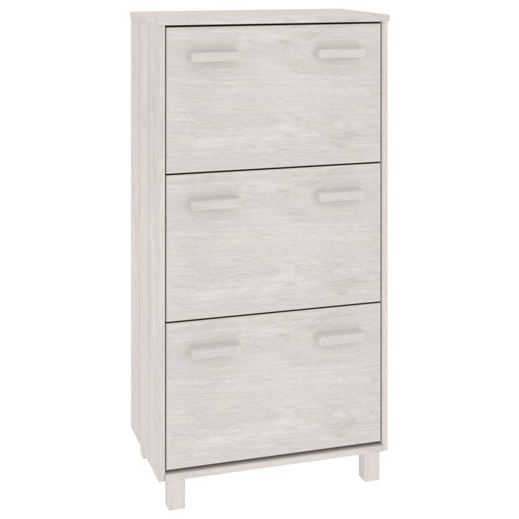 Vidaxl schoenenkast hamar 59,5x35x117 cm massief groenhout wit