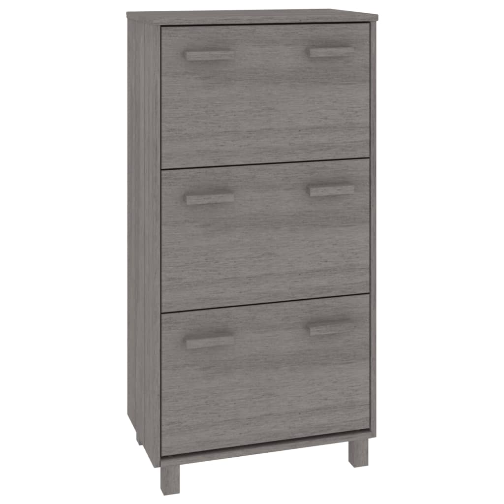 Vidaxl schoenenkast hamar 59,5x35x117 cm massief groenenhout lichtgrijs