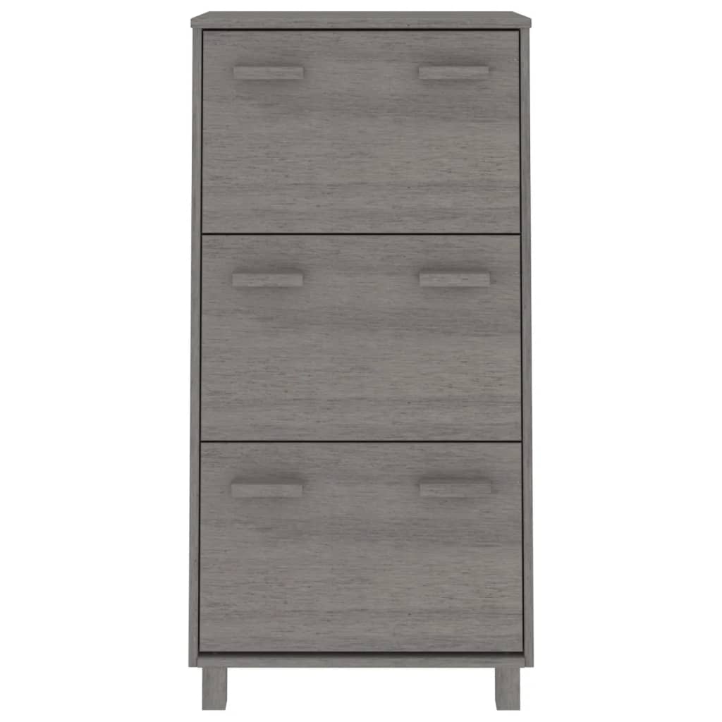 Vidaxl schoenenkast hamar 59,5x35x117 cm massief groenenhout lichtgrijs