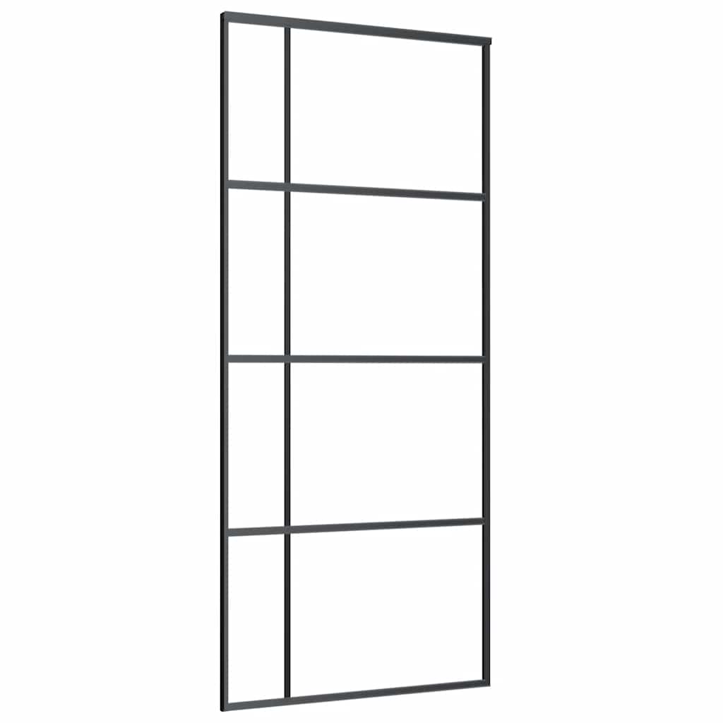 Vidaxl schuifdeur 90x205 cm esg-glas en aluminium zwart