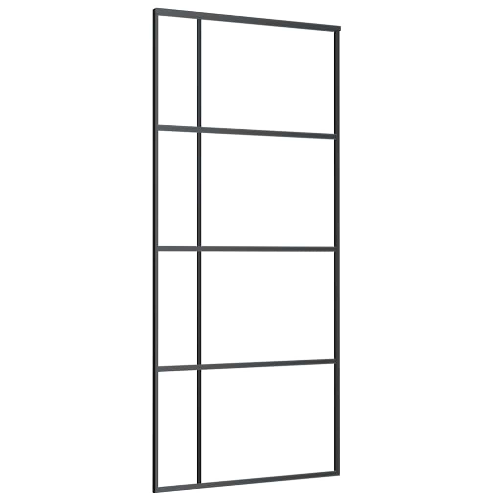 Vidaxl schuifdeur 90x205 cm esg-glas en aluminium zwart