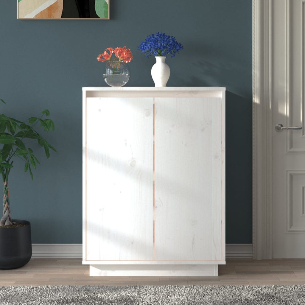 Vidaxl schoenenkast 60x35x80 cm massief groenhout wit