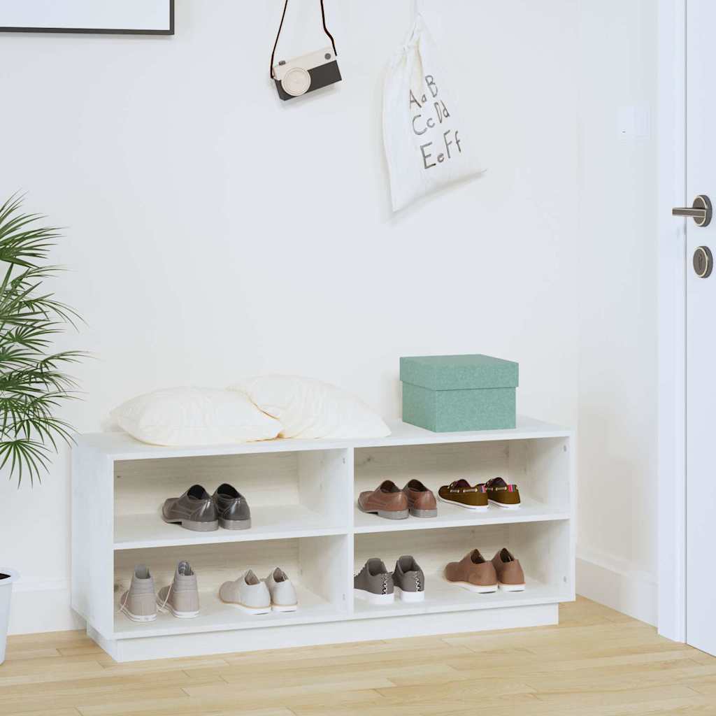 Vidaxl schoenenkast 110x34x45 cm massief groenenhout wit