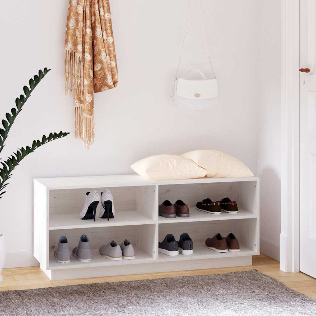Vidaxl schoenenkast 110x34x45 cm massief groenenhout wit