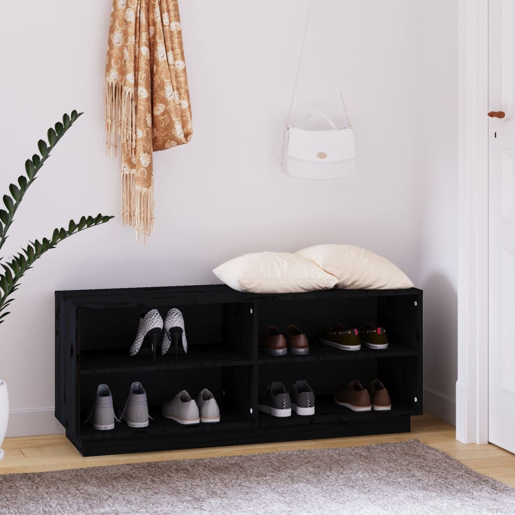 Vidaxl schoenenkast 110x34x45 cm massief groenenhout zwart