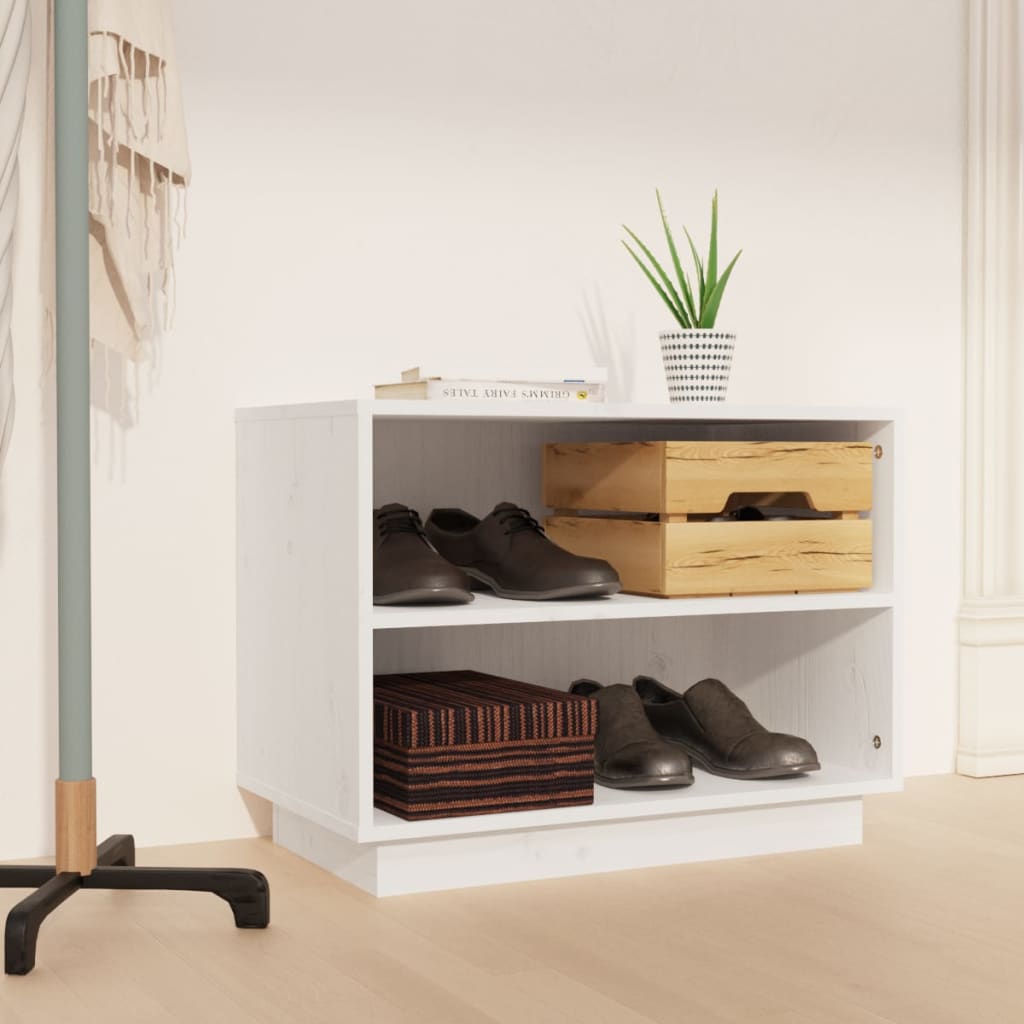 Vidaxl schoenenkast 60x34x45 cm massief groenhout wit