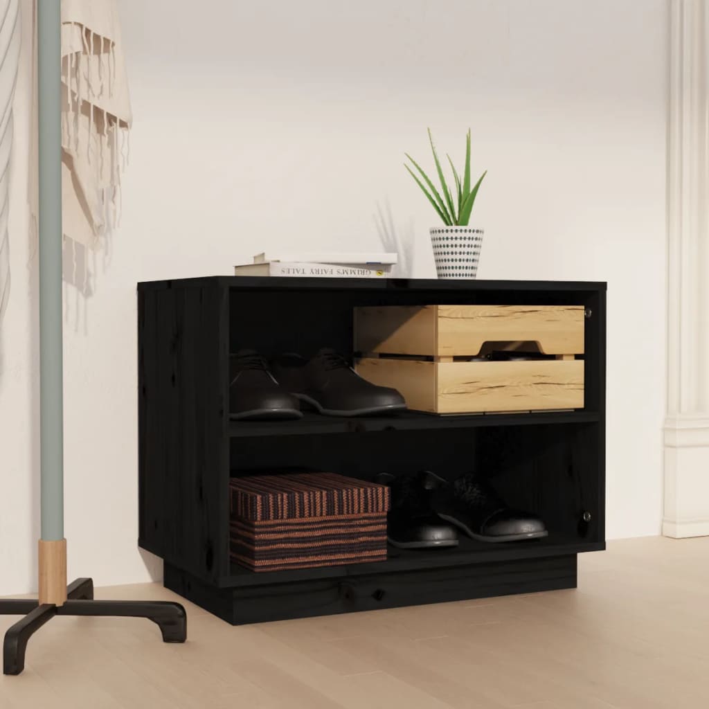 Vidaxl schoenenkast 60x34x45 cm massief groenenhout zwart