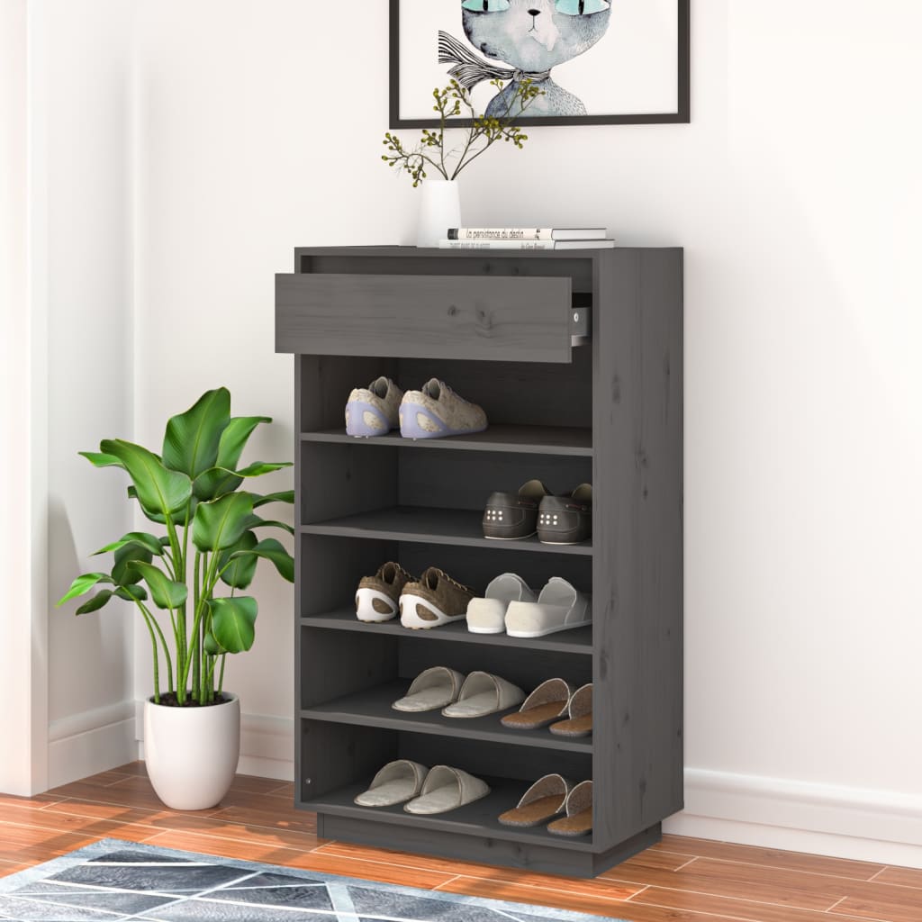 Vidaxl schoenenkast 60x34x105 cm massief groenenhout grijs