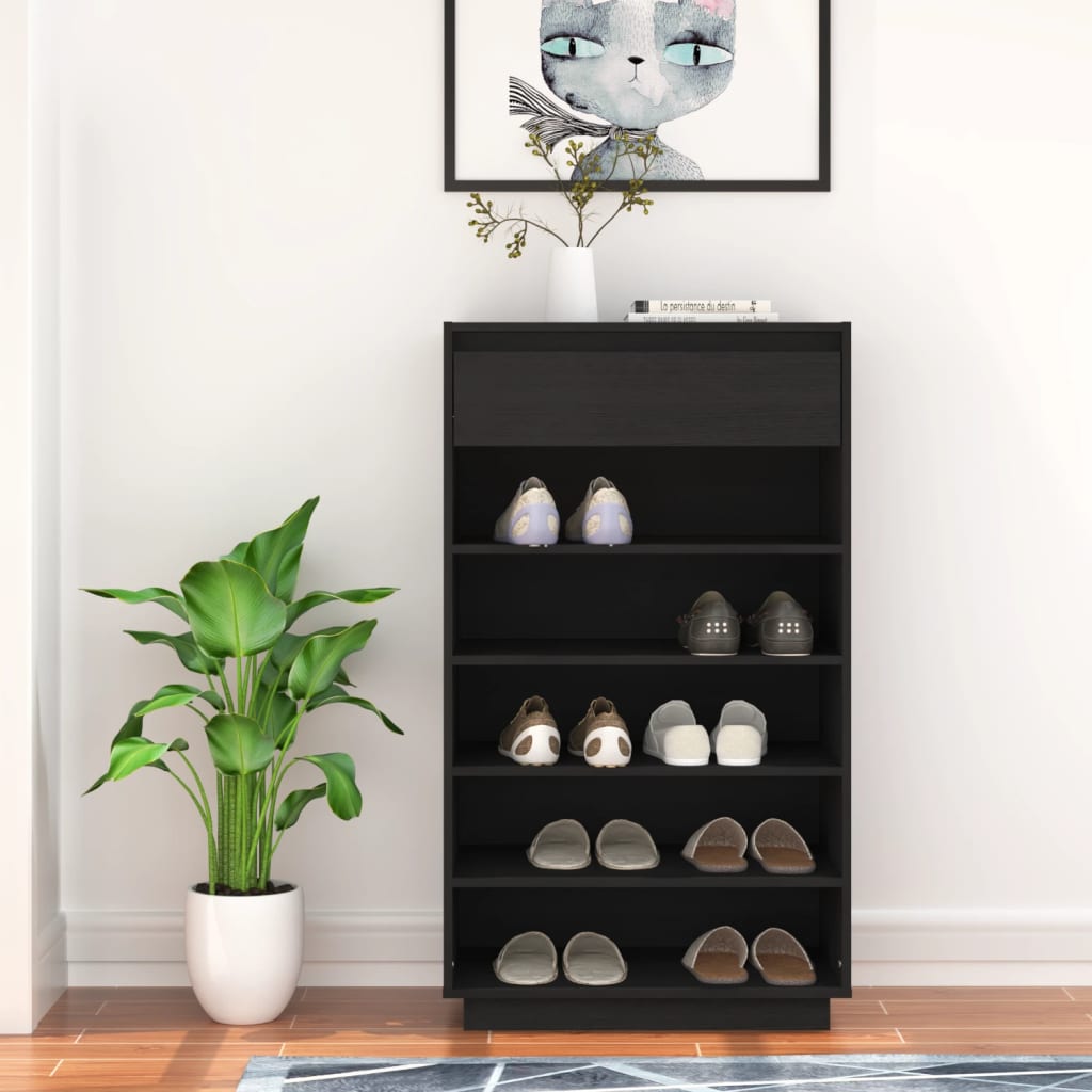 Vidaxl schoenenkast 60x34x105 cm massief groenenhout zwart