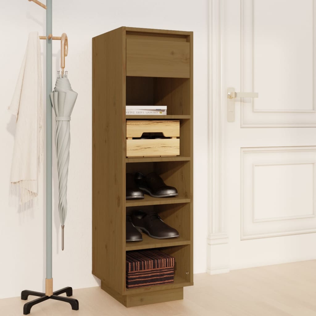 Vidaxl schoenenkast 30x34x105 cm massief groenhout honingbruin