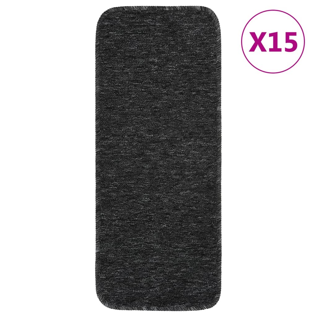 Vidaxl trapmatten 15 st antislip rechthoekig 60x25 cm antracietkleur