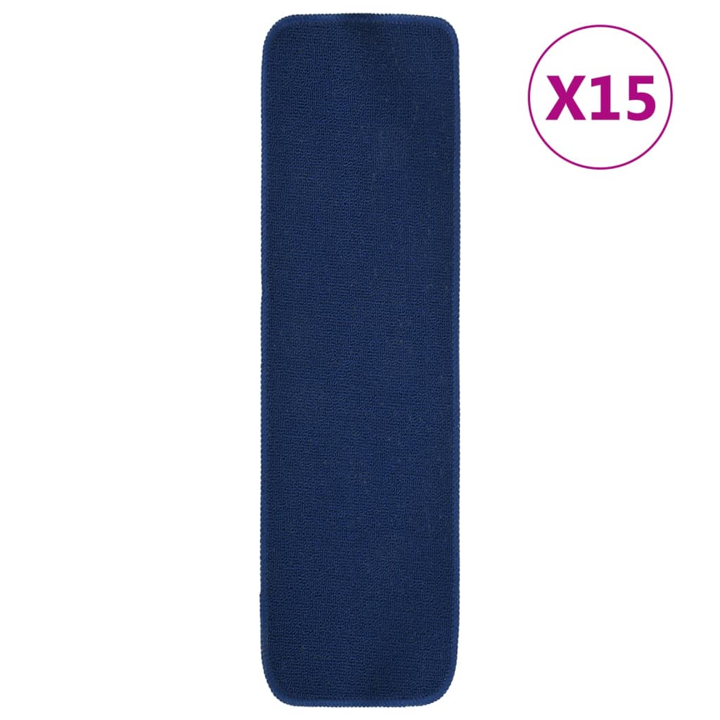 Vidaxl trapmatten 15 st antislip rechthoekig 75x20 cm marineblauw