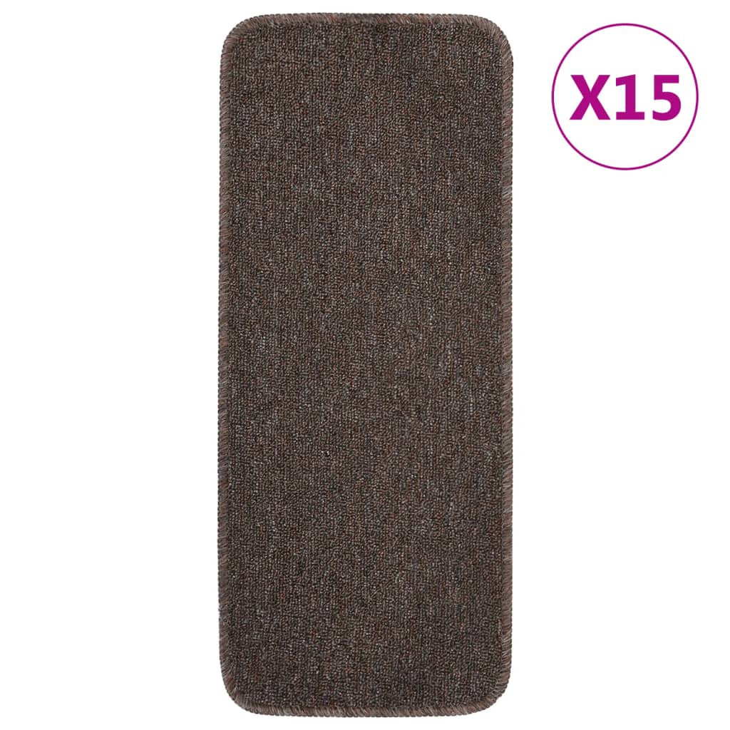 Vidaxl trapmatten 15 st antislip rechthoekig 60x25 cm bruin