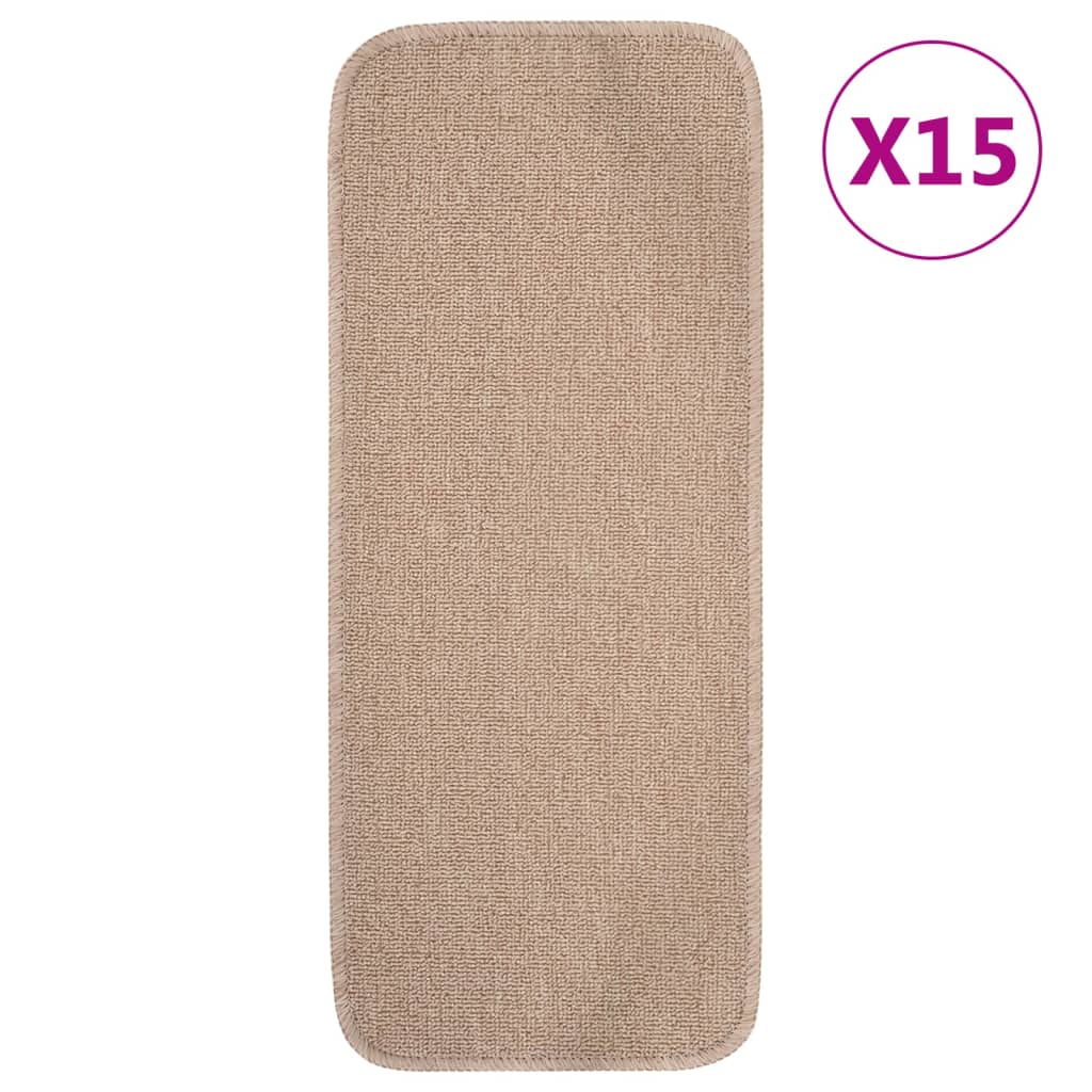 Vidaxl trapmatten 15 st antislip rechthoekig 60x25 cm beige