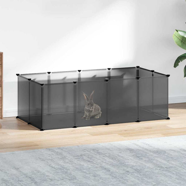 Vidaxl dierenhok klein 144x74x46,5 cm polypropeen en staal zwart