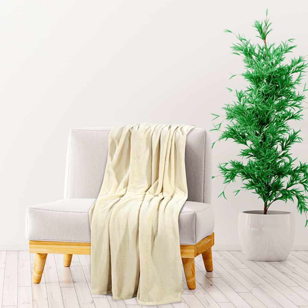 Vidaxl deken 150x200 cm polyester crèmekleurig