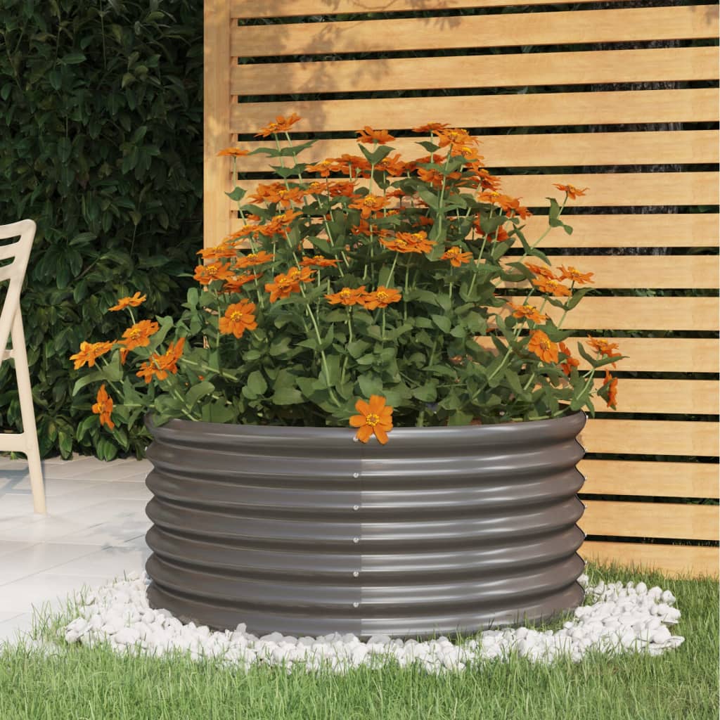 VidaXL Plantenbak 80x80x36 cm poedercoat staal grijs