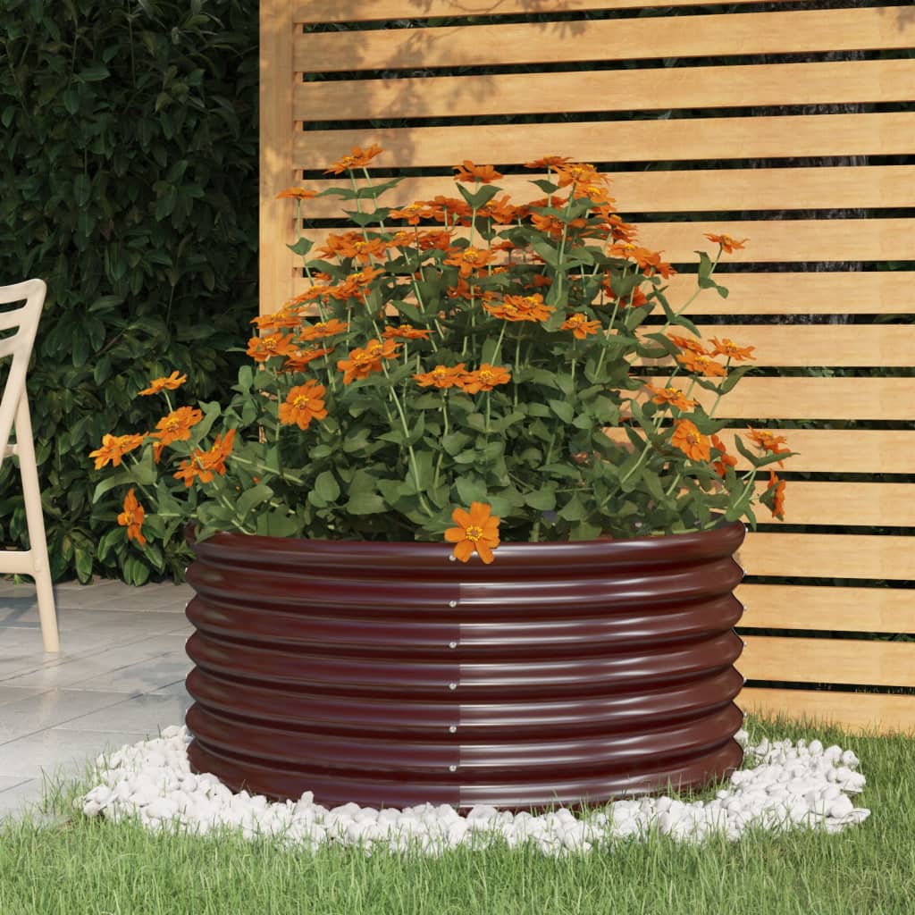 Vidaxl plantenbak 80x80x36 cm poedercoat staal bruin